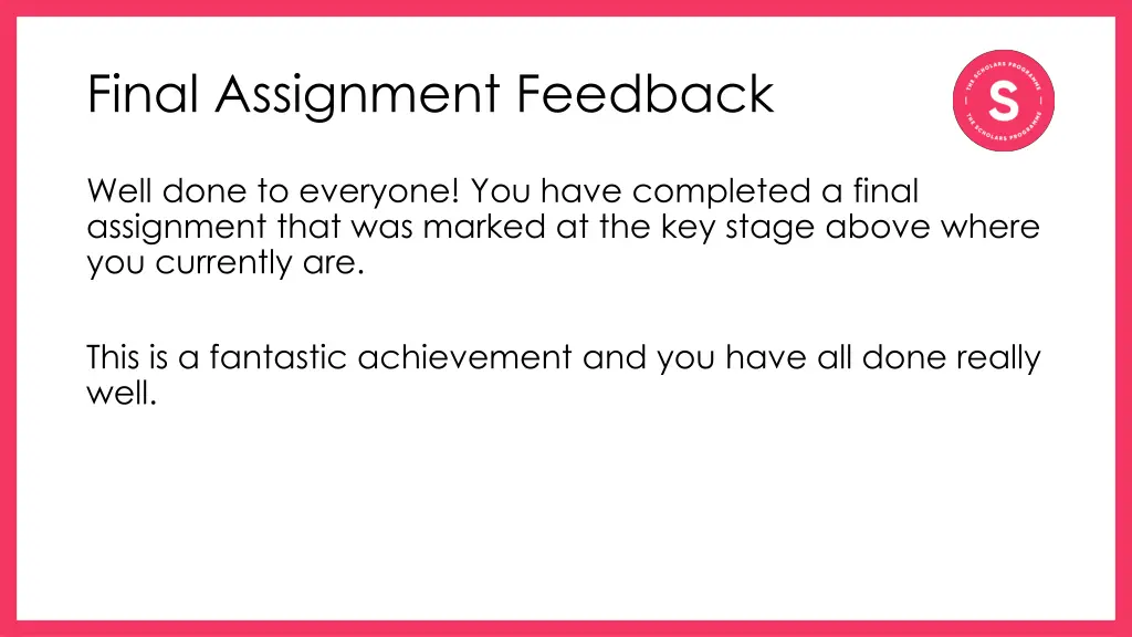 final assignment feedback