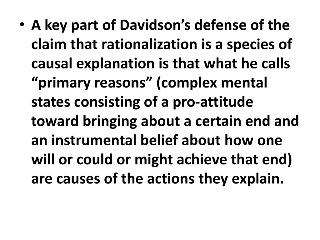 a key part of davidson s defense of the claim