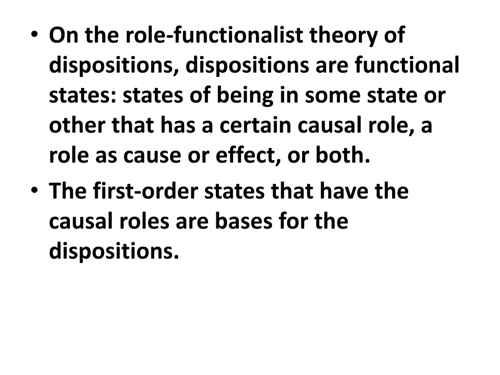 on the role functionalist theory of dispositions