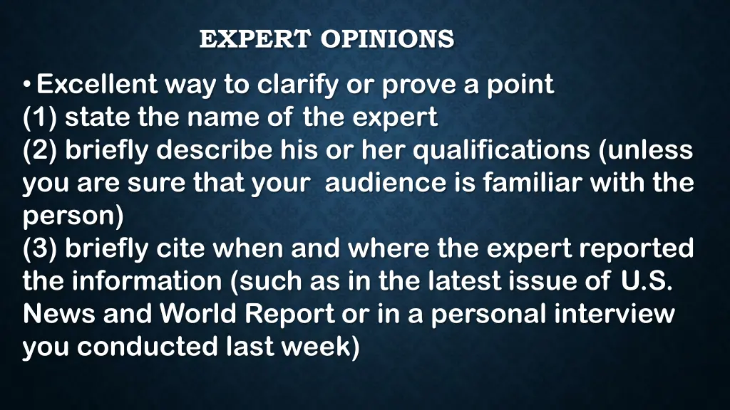 expert opinions