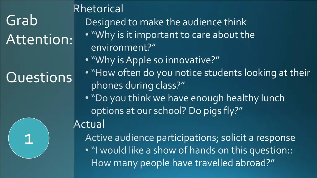 rhetorical designed to make the audience think