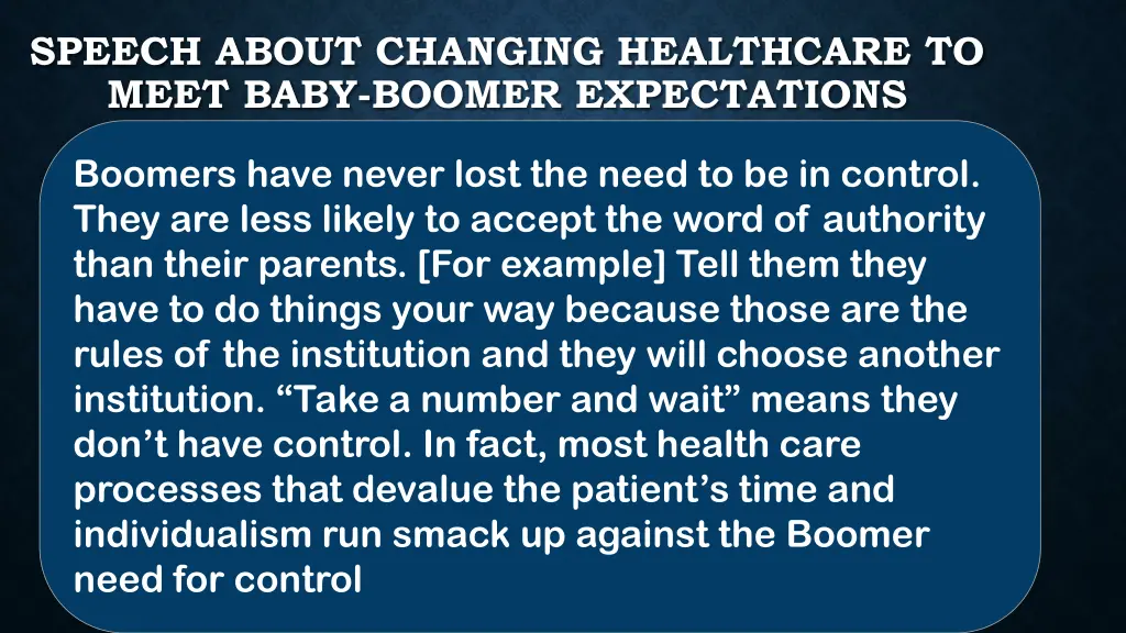 speech about changing healthcare to meet baby