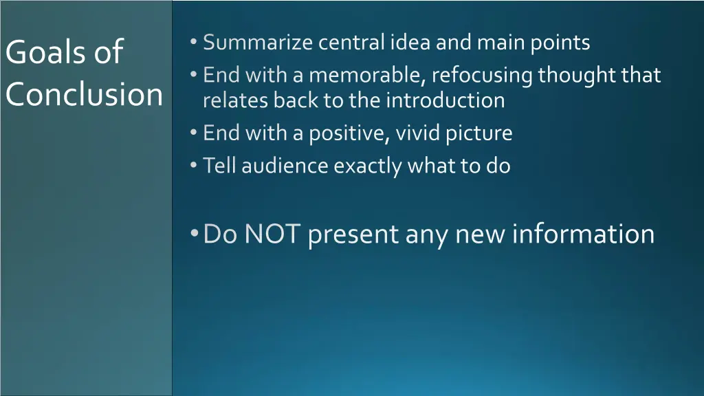 summarize central idea and main points end with