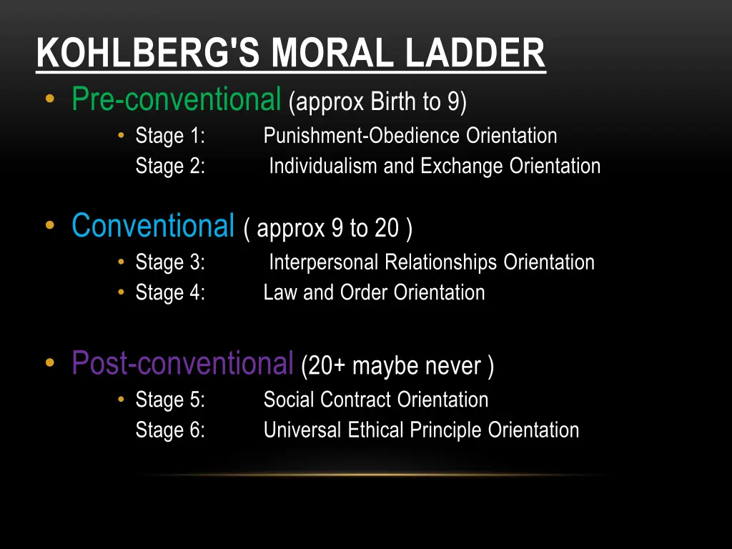 kohlberg s moral ladder pre conventional approx