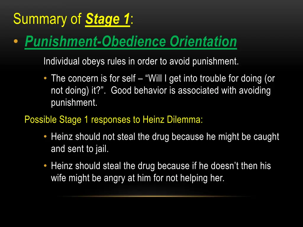 summary of stage 1 punishment obedience