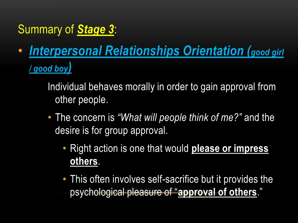 summary of stage 3 interpersonal relationships