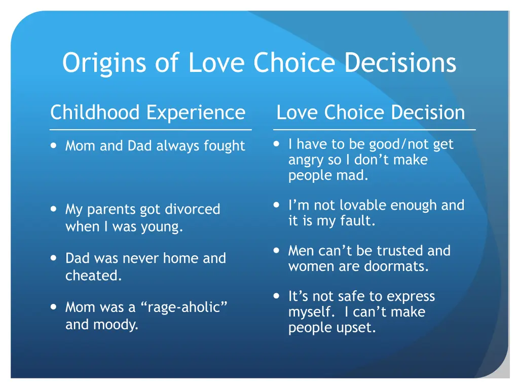 origins of love choice decisions