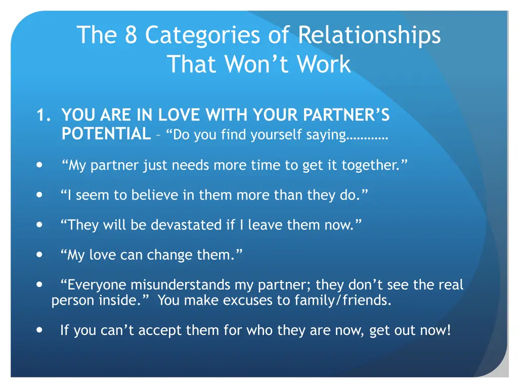 the 8 categories of relationships that won t work