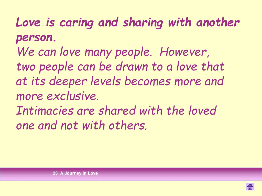 love is caring and sharing with another person