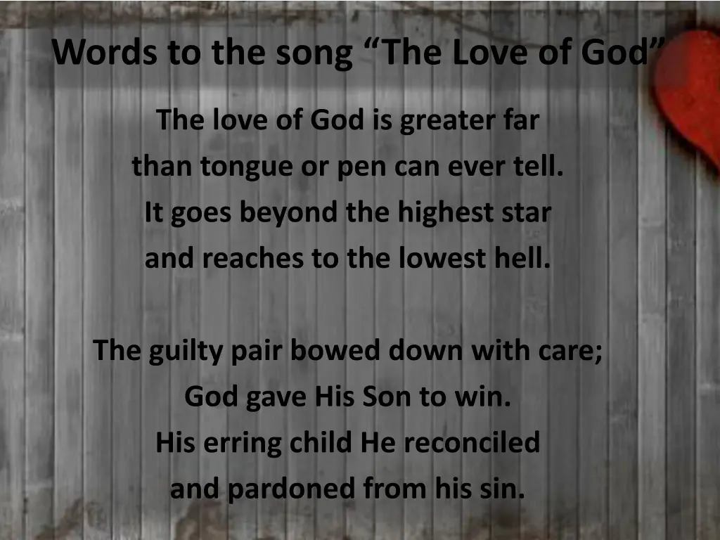 words to the song the love of god