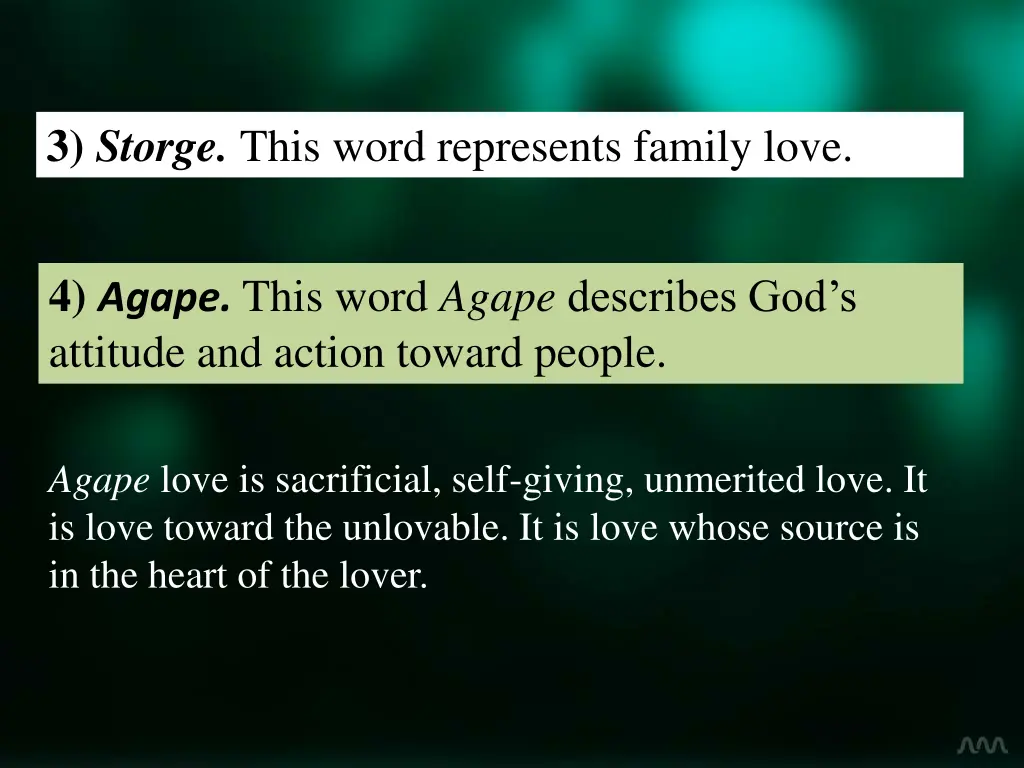 3 storge this word represents family love