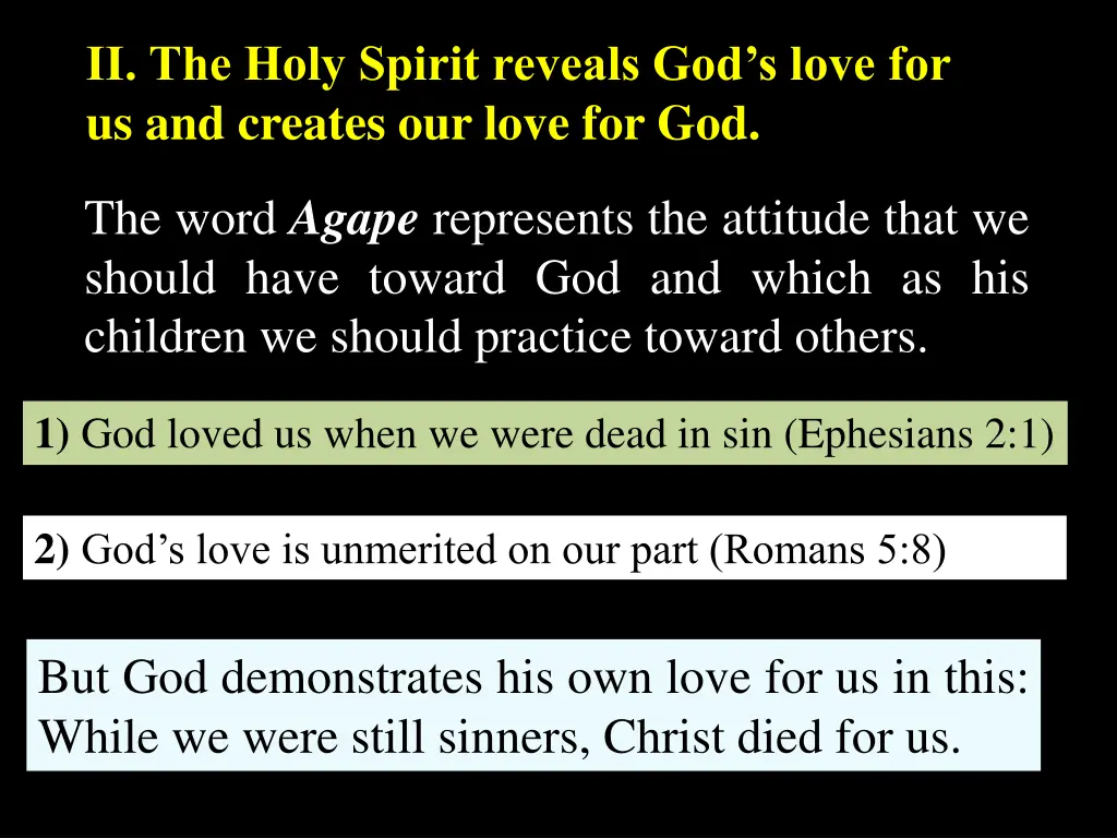 ii the holy spirit reveals god s love