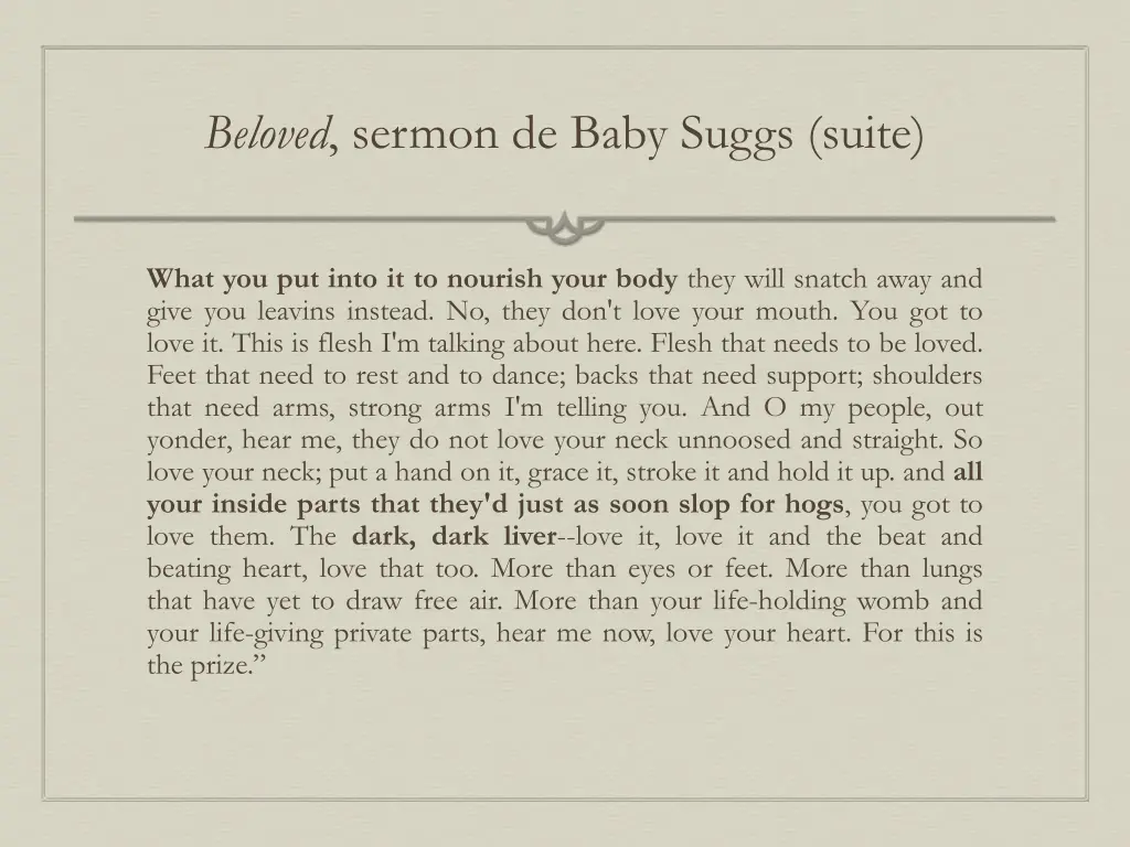 beloved sermon de baby suggs suite