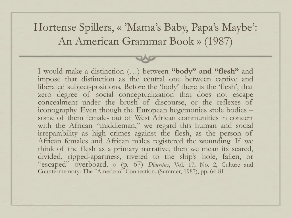 hortense spillers mama s baby papa s maybe