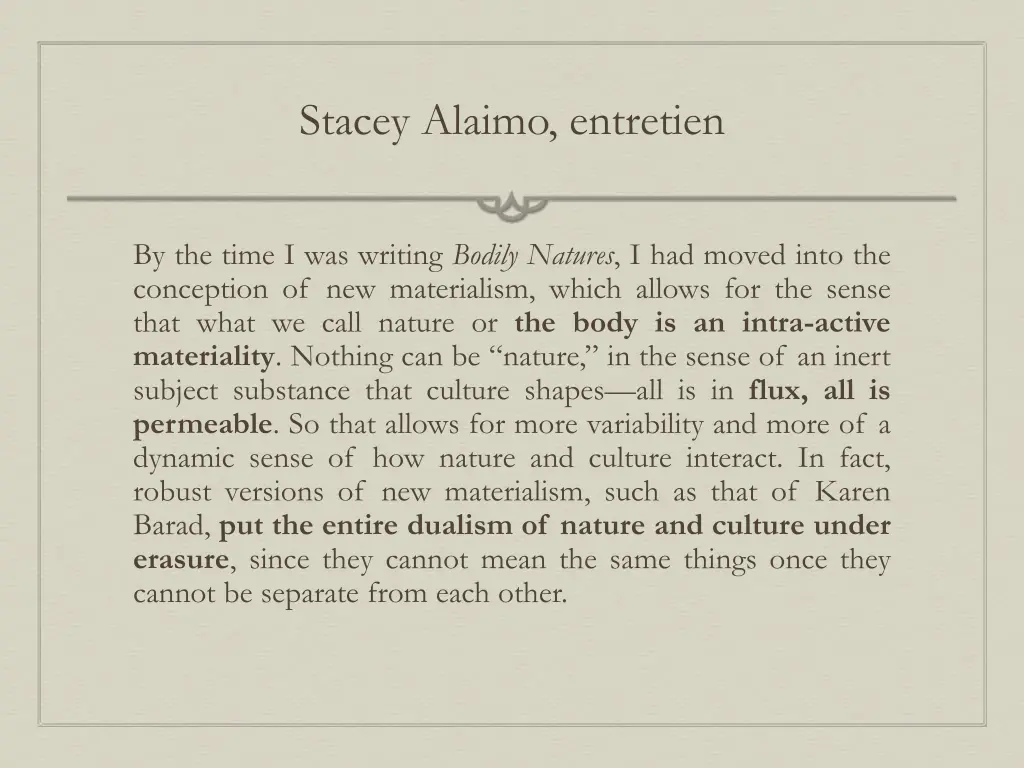 stacey alaimo entretien