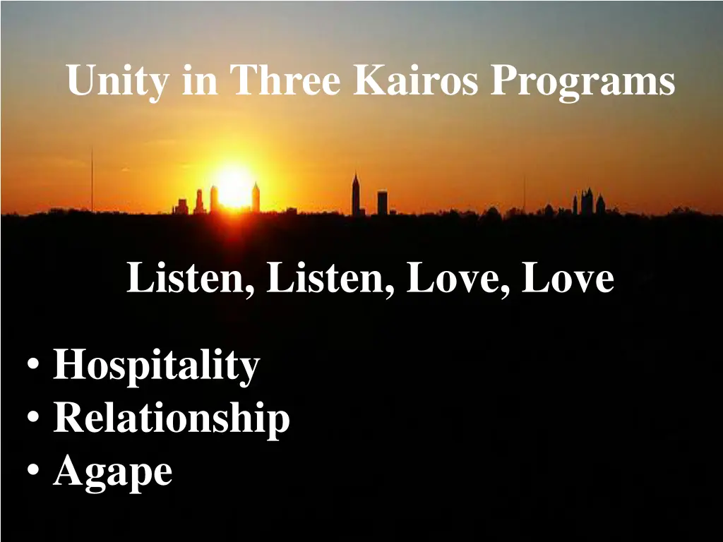 unity in three kairos programs