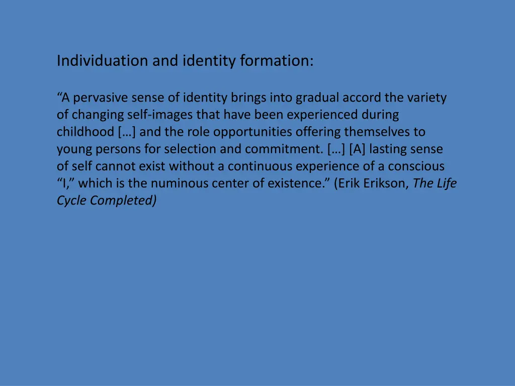 individuation and identity formation