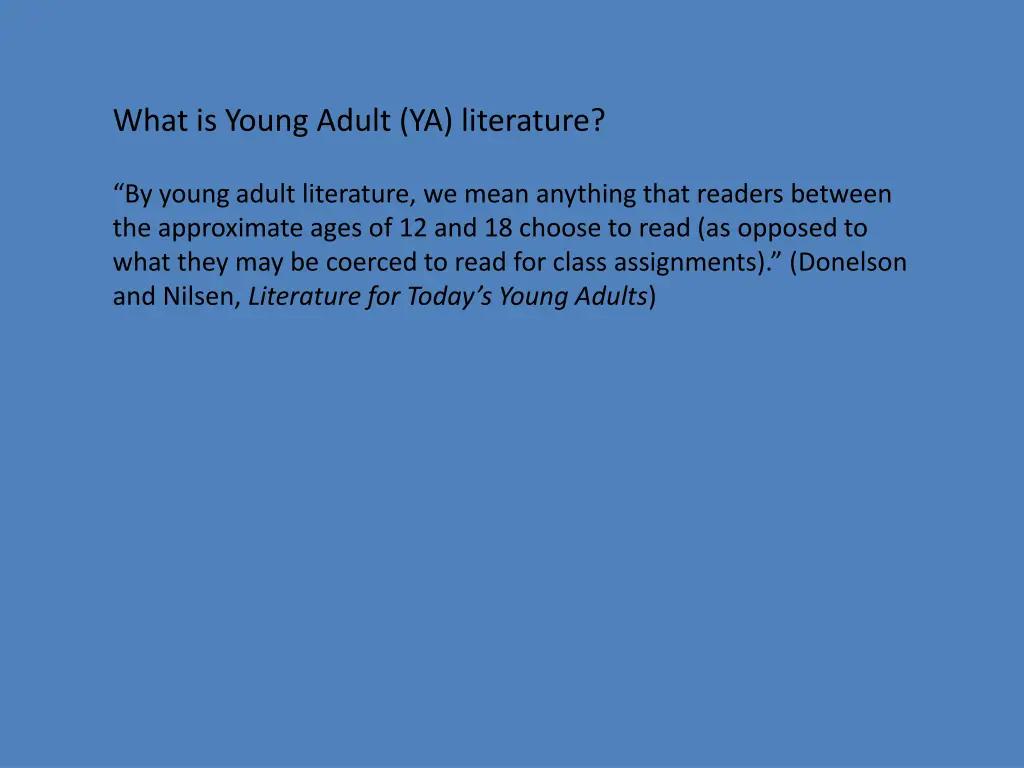 what is young adult ya literature