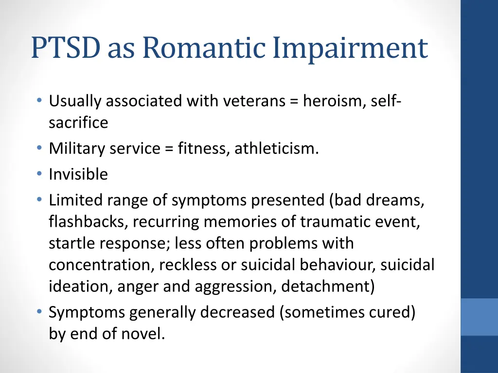 ptsd as romantic impairment