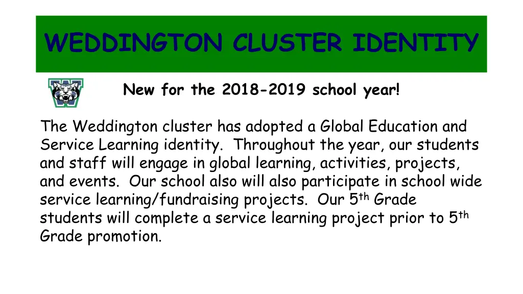 weddington cluster identity