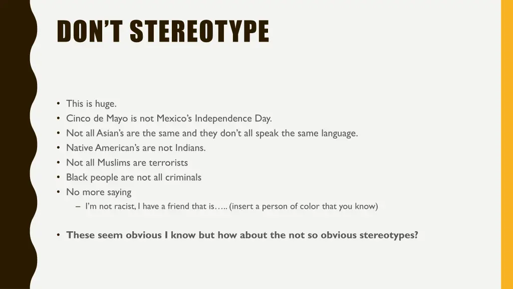 don t stereotype