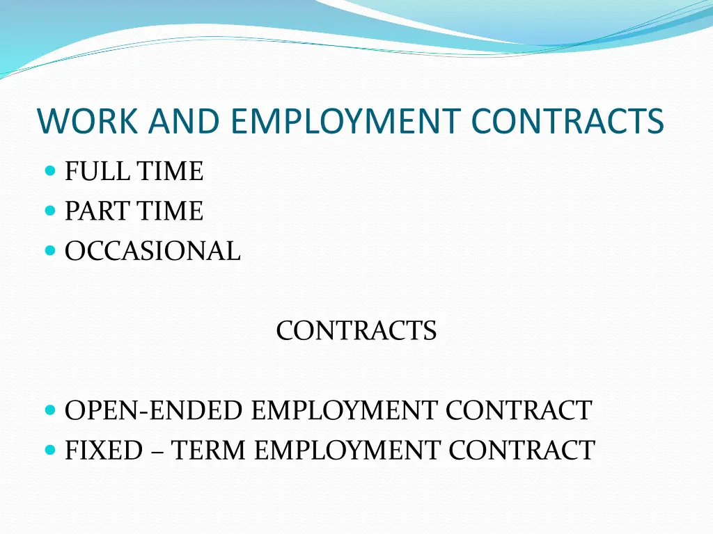 work and employment contracts