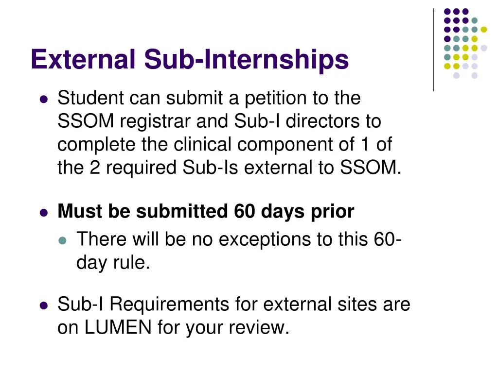 external sub internships