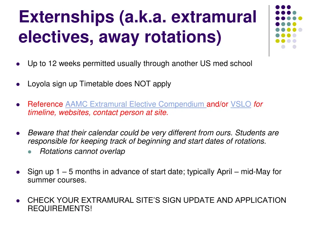 externships a k a extramural electives away