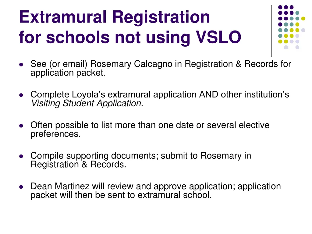 extramural registration for schools not using vslo