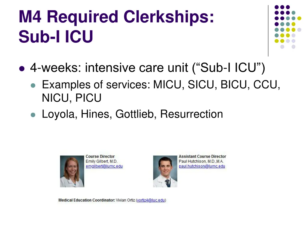 m4 required clerkships sub i icu