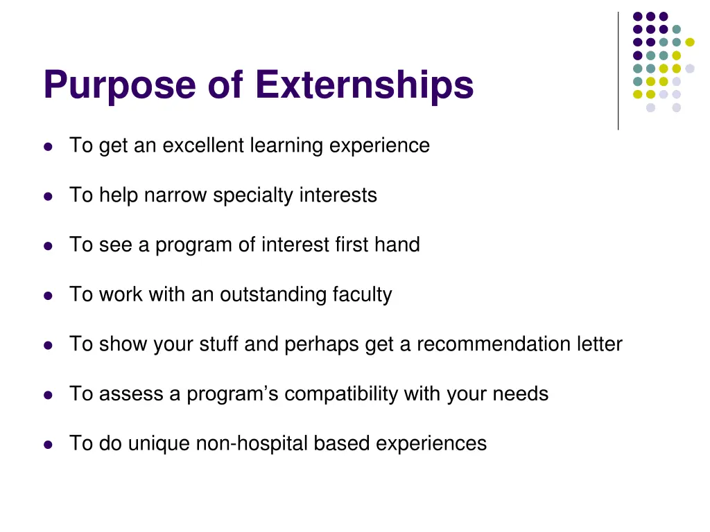 purpose of externships