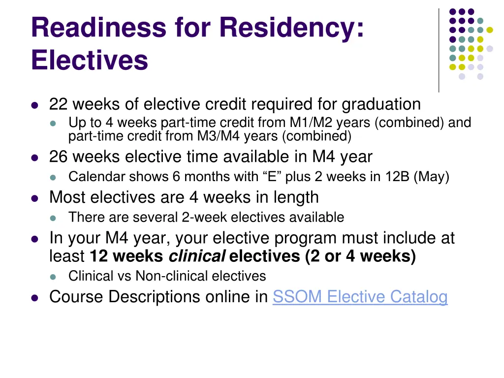 readiness for residency electives 1