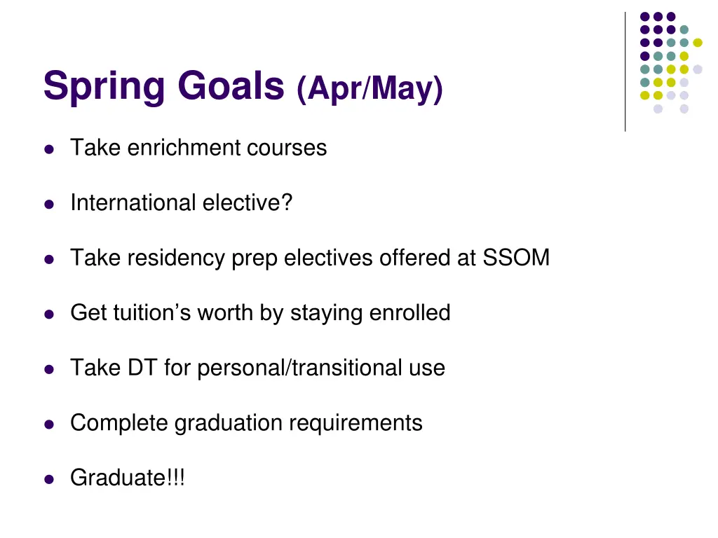 spring goals apr may