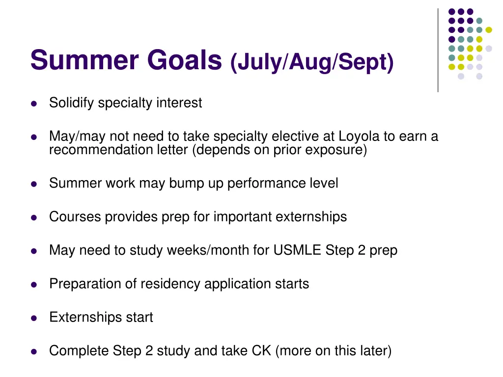 summer goals july aug sept