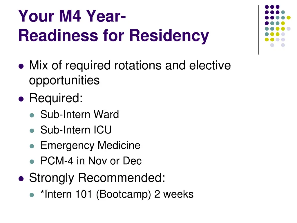 your m4 year readiness for residency