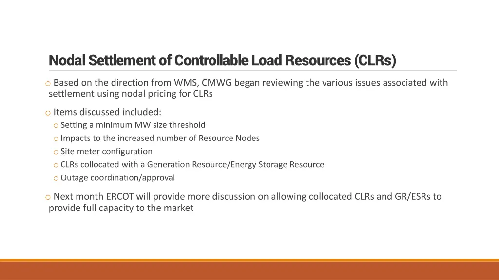 nodal settlement of controllable load resources