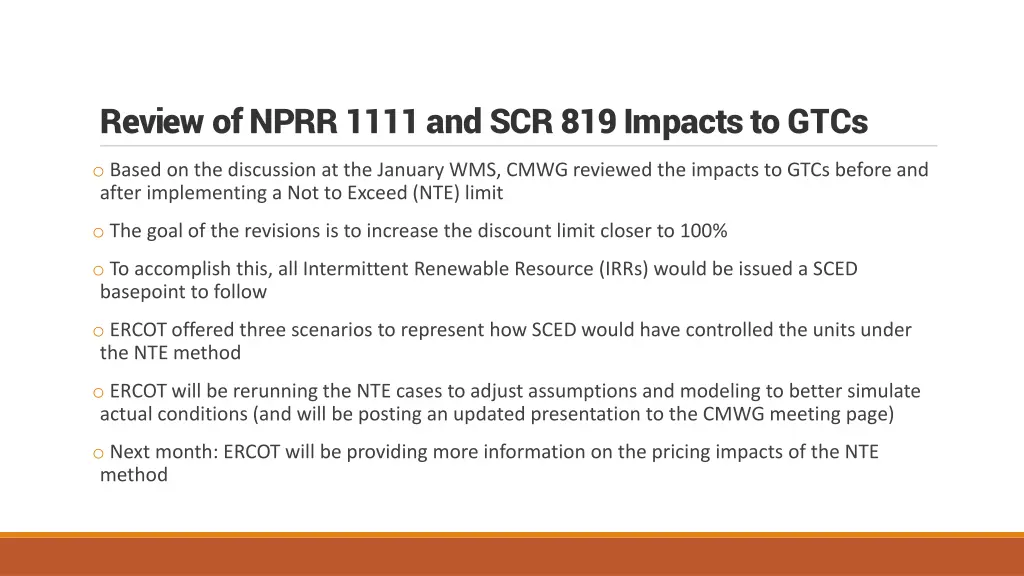 review of nprr 1111 and scr 819 impacts to gtcs