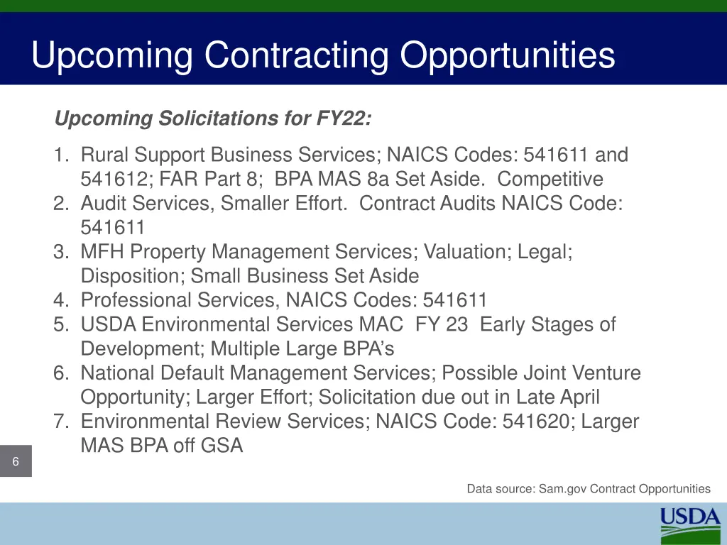 upcoming contracting opportunities