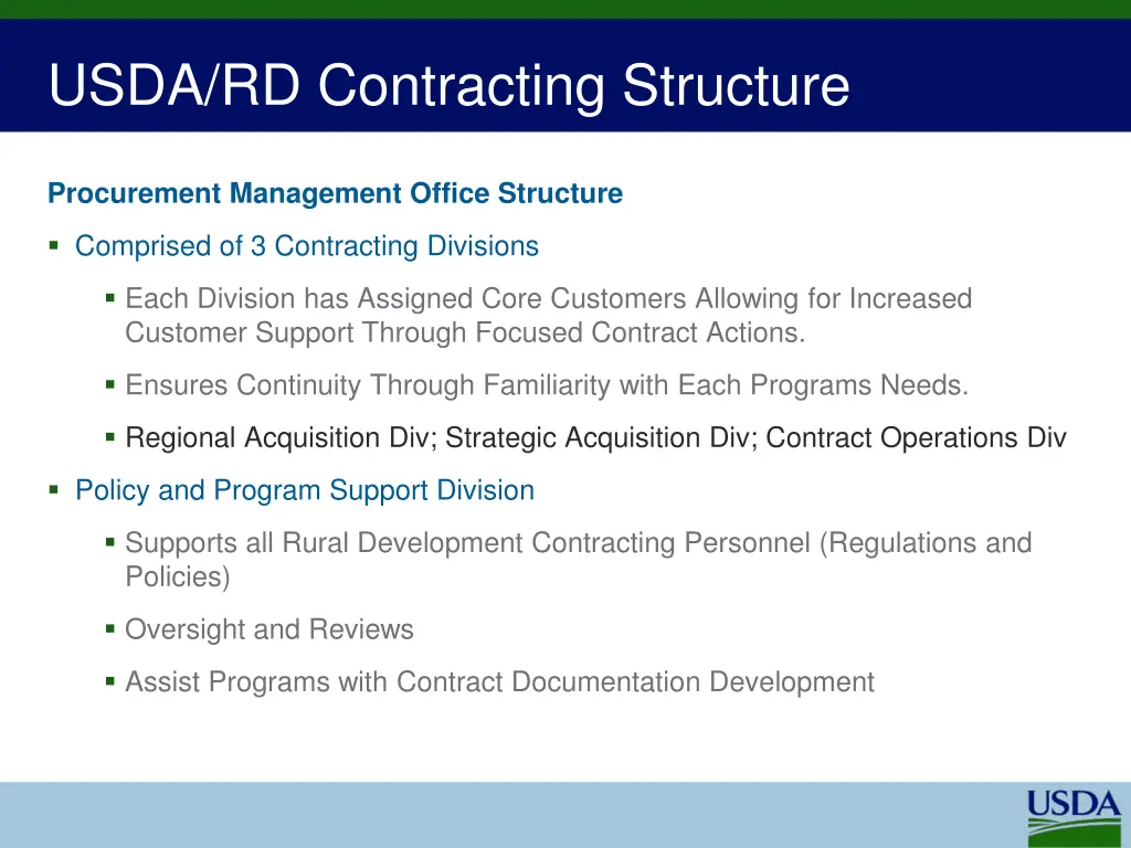 usda rd contracting structure