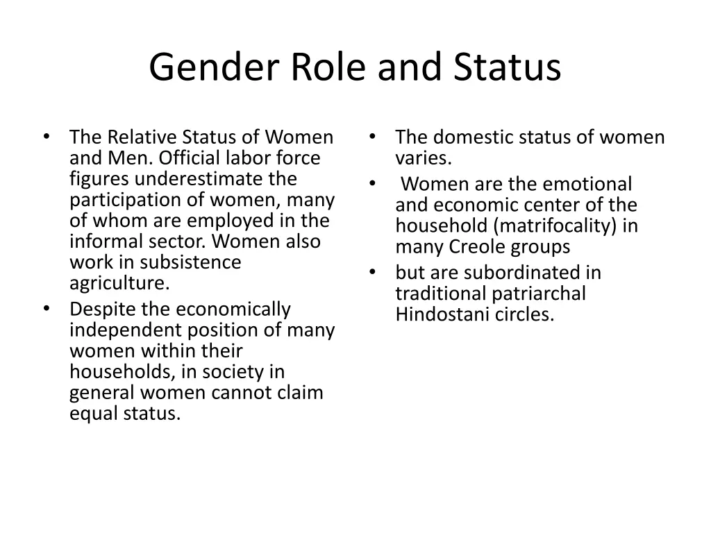 gender role and status