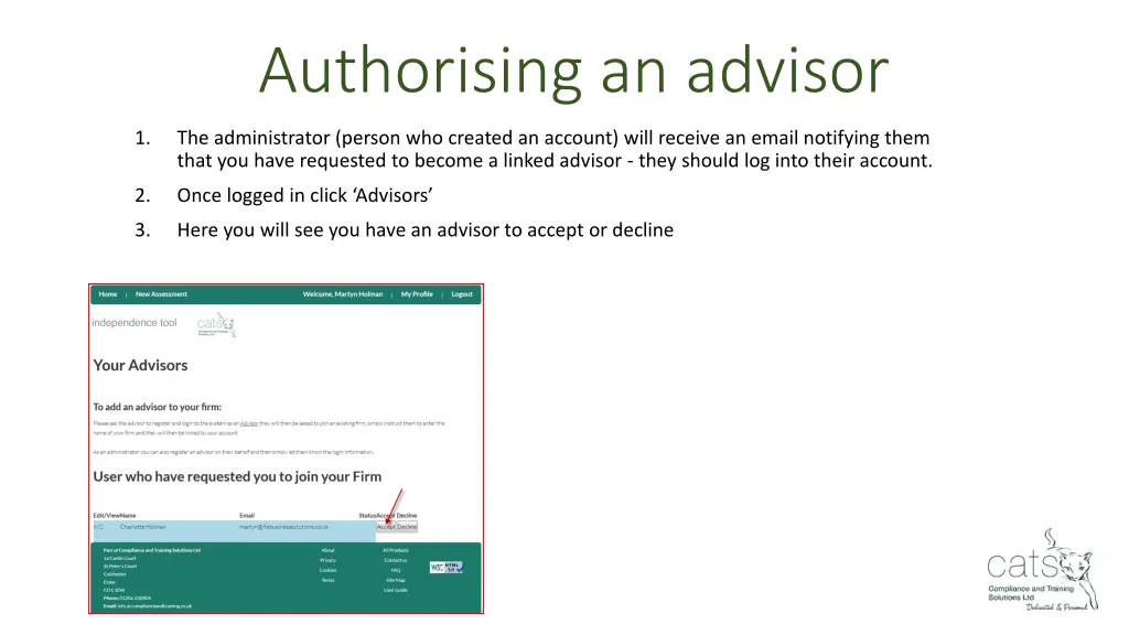 authorising an advisor