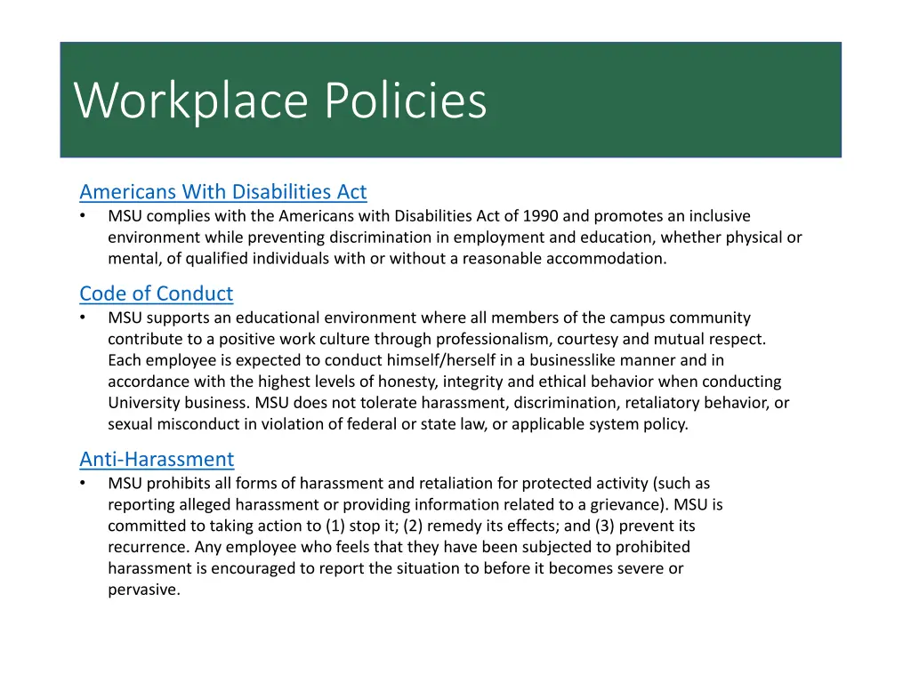 workplace policies