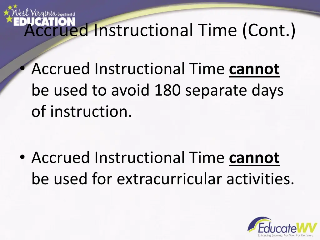 accrued instructional time cont