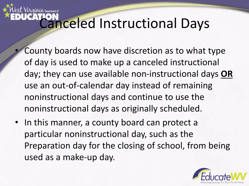 canceled instructional days