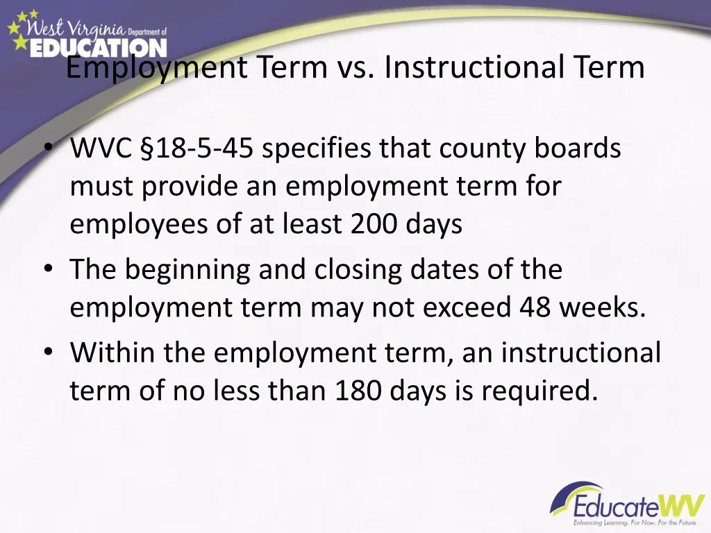 employment term vs instructional term