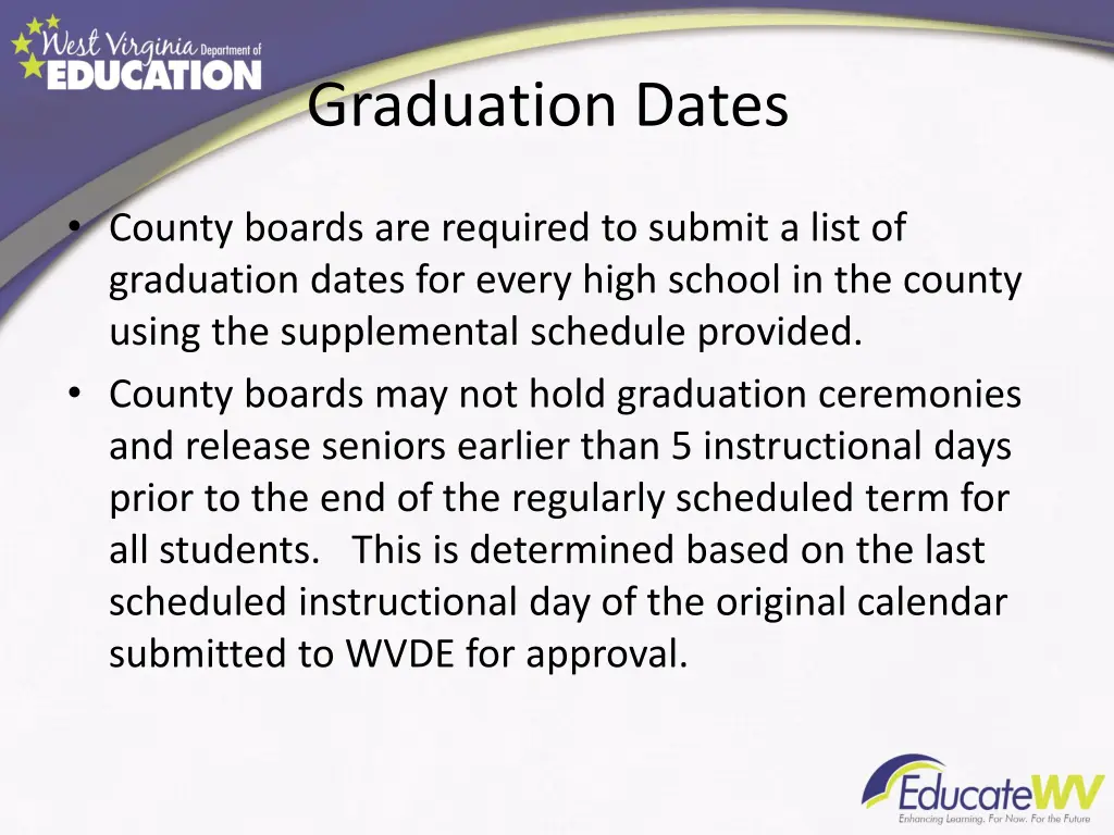 graduation dates