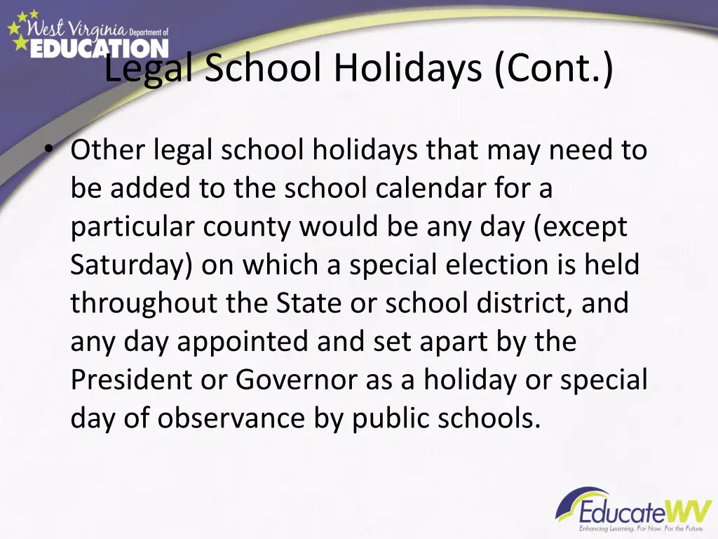 legal school holidays cont 1