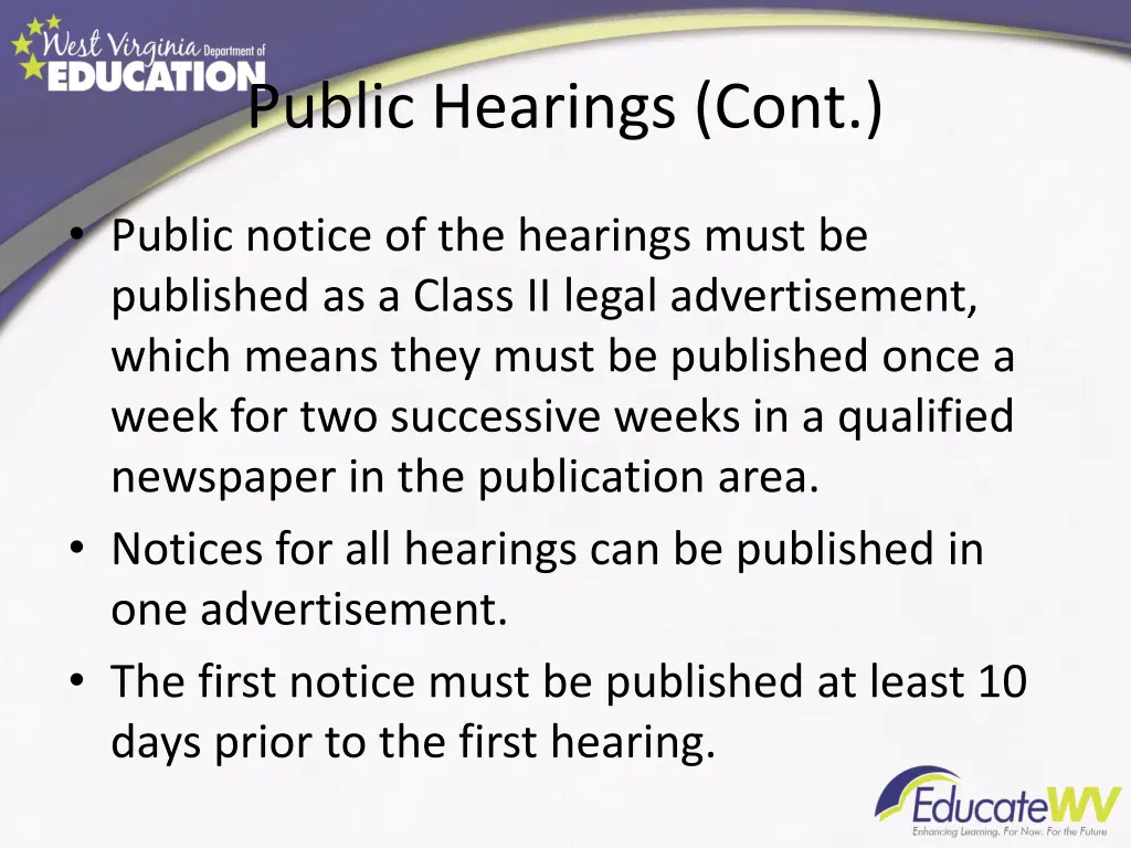 public hearings cont