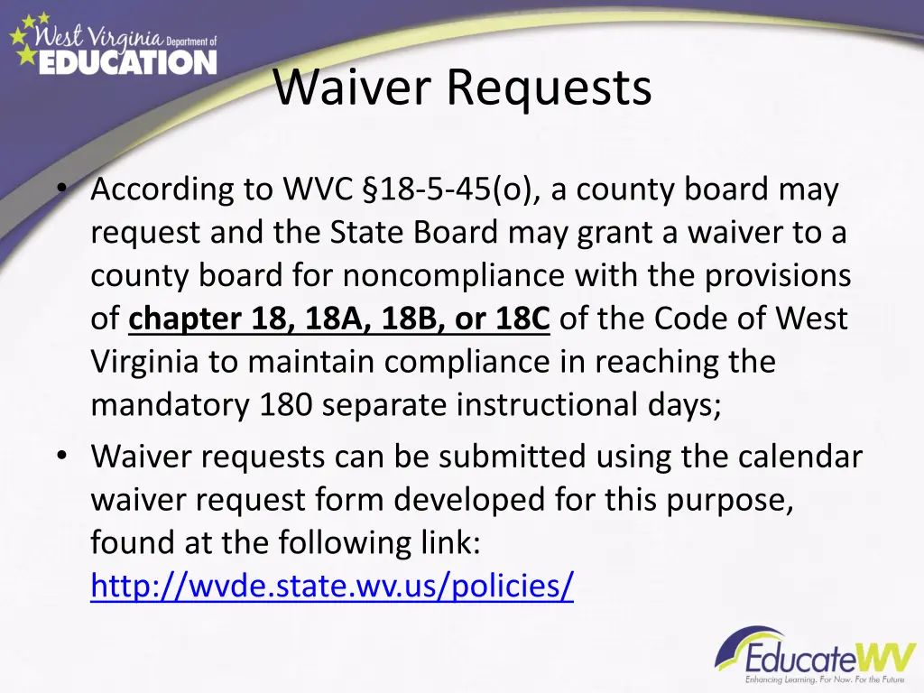 waiver requests