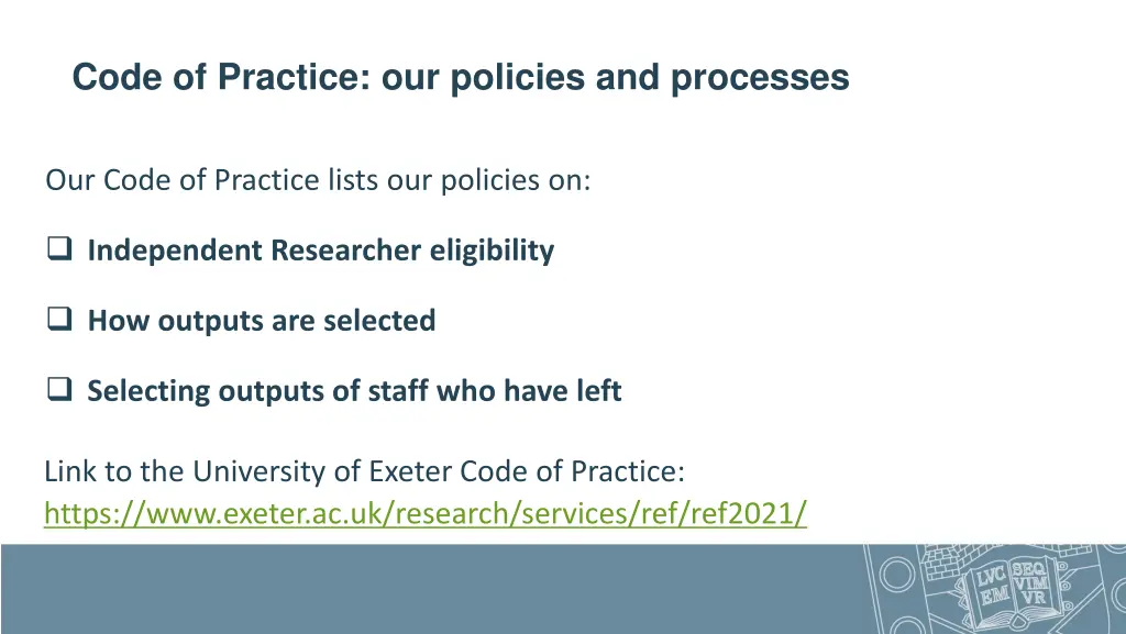 code of practice our policies and processes